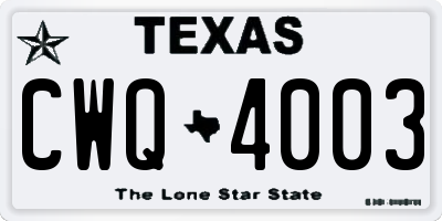 TX license plate CWQ4003