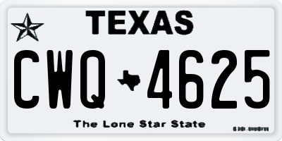 TX license plate CWQ4625