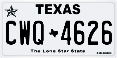 TX license plate CWQ4626