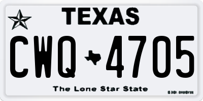 TX license plate CWQ4705