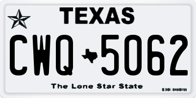 TX license plate CWQ5062