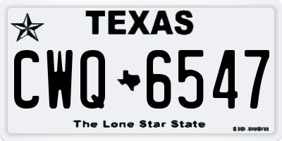 TX license plate CWQ6547