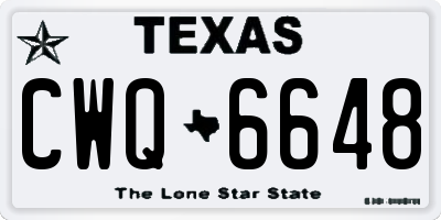 TX license plate CWQ6648