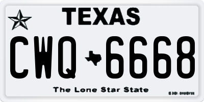 TX license plate CWQ6668