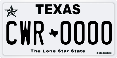 TX license plate CWR0000