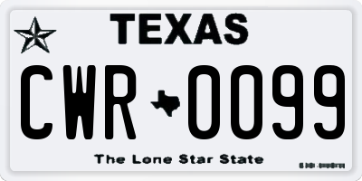 TX license plate CWR0099