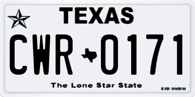 TX license plate CWR0171