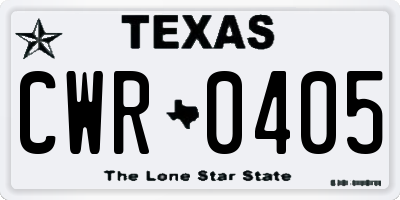 TX license plate CWR0405