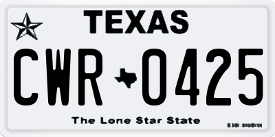 TX license plate CWR0425