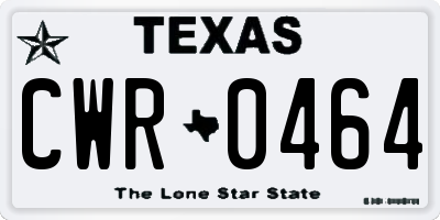 TX license plate CWR0464