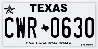 TX license plate CWR0630