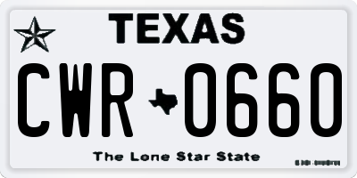 TX license plate CWR0660