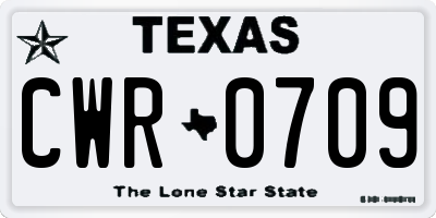 TX license plate CWR0709