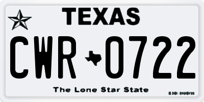 TX license plate CWR0722