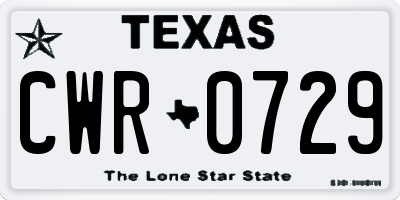 TX license plate CWR0729