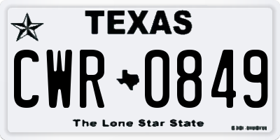 TX license plate CWR0849