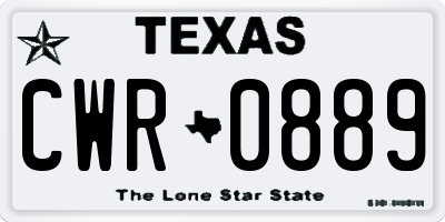 TX license plate CWR0889
