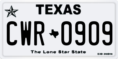 TX license plate CWR0909