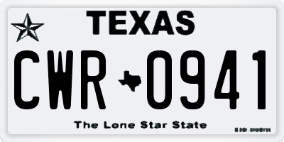 TX license plate CWR0941