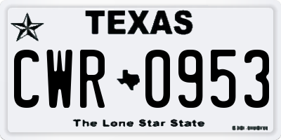 TX license plate CWR0953