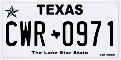 TX license plate CWR0971