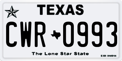 TX license plate CWR0993