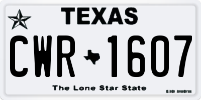 TX license plate CWR1607