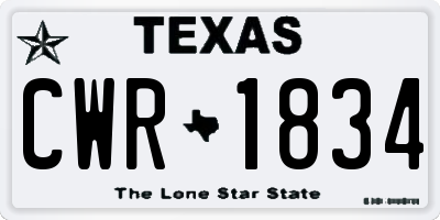 TX license plate CWR1834