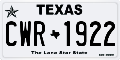 TX license plate CWR1922