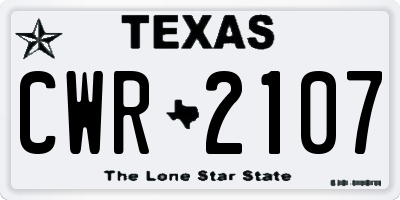 TX license plate CWR2107