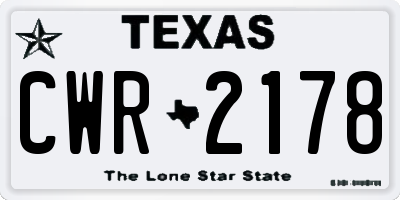 TX license plate CWR2178