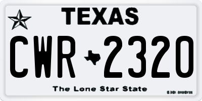 TX license plate CWR2320