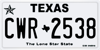 TX license plate CWR2538