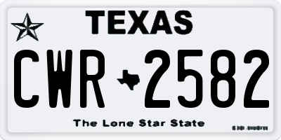 TX license plate CWR2582