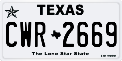 TX license plate CWR2669