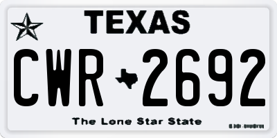 TX license plate CWR2692