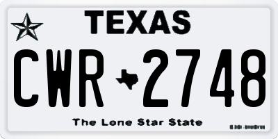 TX license plate CWR2748