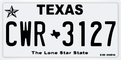 TX license plate CWR3127