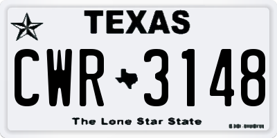 TX license plate CWR3148
