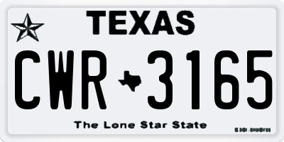 TX license plate CWR3165
