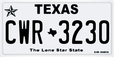 TX license plate CWR3230