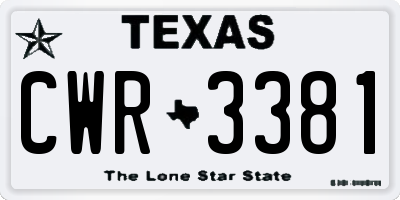 TX license plate CWR3381