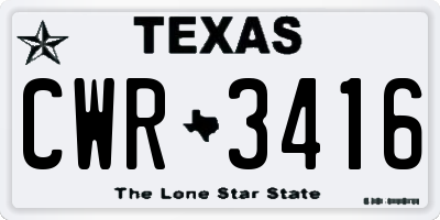 TX license plate CWR3416