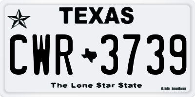 TX license plate CWR3739
