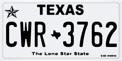 TX license plate CWR3762
