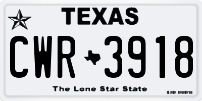 TX license plate CWR3918