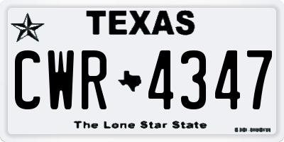 TX license plate CWR4347