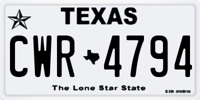 TX license plate CWR4794