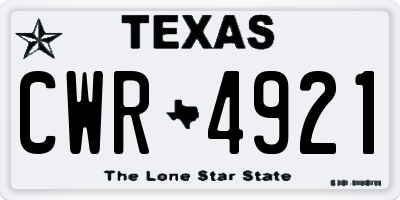 TX license plate CWR4921