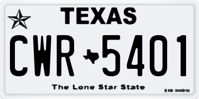 TX license plate CWR5401